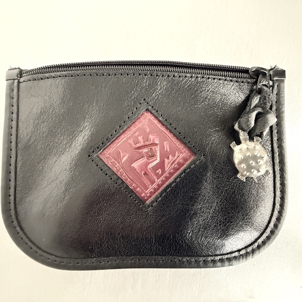 Handmade Black with Red Accents Coin or ID pouch purse by Turtle Ridge Gallery
